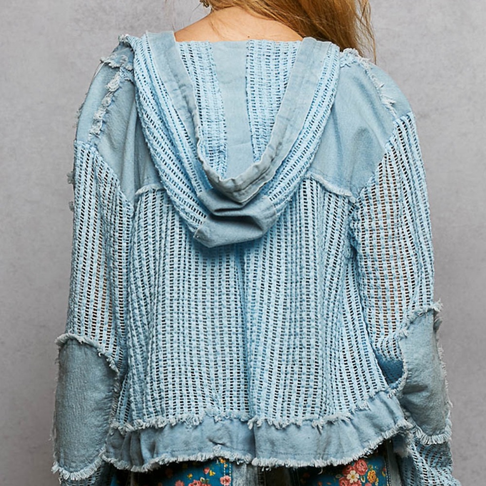 POL Light Blue Ribbed Button Tank - Picture 3 of 3